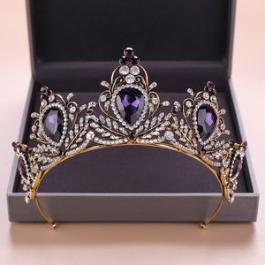 Purple Crystal Bridal Tiara Crowns Rhinestone